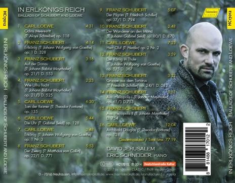 In Erlkonigs Reich. Ballads of Schubert and Loewe - CD Audio di Franz Schubert,Eric Schneider,David Jerusalem - 2