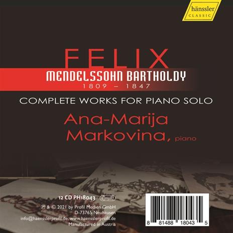 Complete Works For Piano Solo - CD Audio di Felix Mendelssohn-Bartholdy,Ana-Marija Markovina - 2