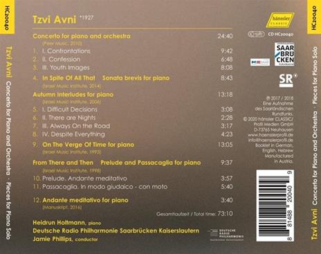 Concerto For Piano - Pieces For Piano Solo - CD Audio di T. Avni - 2