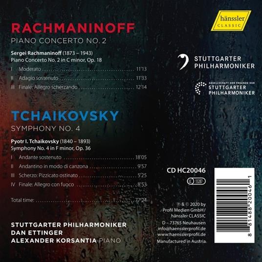 Tchaikovsky-Rachmaninov. Symphony No.4-Piano Concerto 2 - CD Audio di Dan - Alexander Korsanti - Stuttgarter Philharmoni Ettinger - 2