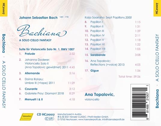 Bachiana. A Solo Cello Fantasy - CD Audio di Ana Topalovic - 2