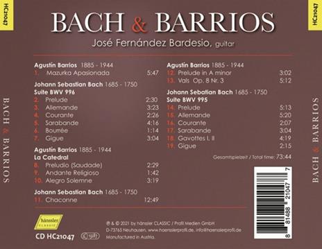 Bach & Barrios - CD Audio di Johann Sebastian Bach,José Fernandez Bardesio - 2
