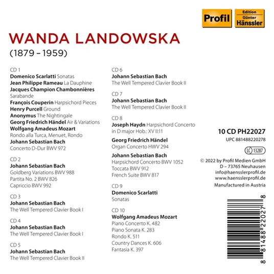 Plays Bach, Mozart, Handel, Scarlatti & Rameau - CD Audio di Wanda Landowska - 2
