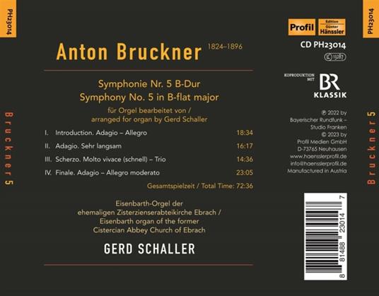 Bruckner. 5 For Organ - CD Audio di Anton Bruckner,Gerd Schaller - 2