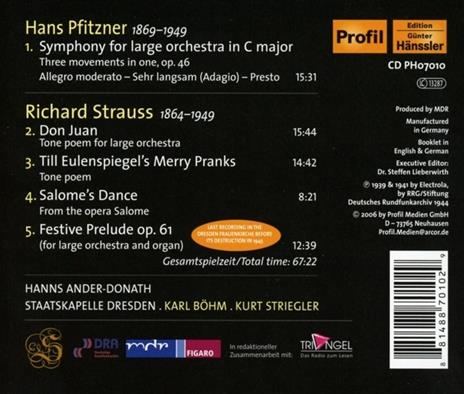 Sinfonia op 46 in DO (1940) - CD Audio di Hans Pfitzner - 2