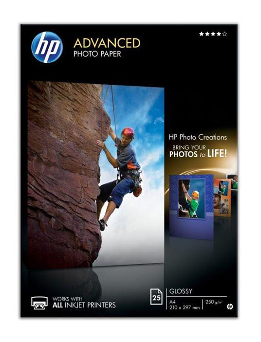 HP Q5456A carta fotografica Nero, Blu, Bianco Lucida A4