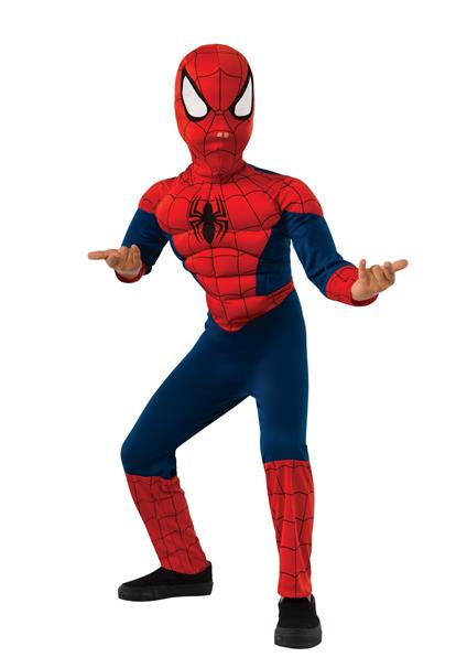 Marvel: Spiderman - Costume Ultimate Premium (Tuta Con Petto Imbottito E Maschera Di Tessuto Tg. L)