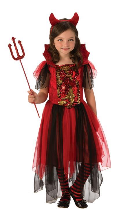 Rubies: Demonds - Costume Diavoletta Magic Color Bambina (Vestito Con Paillets E Diadema Tg. L)