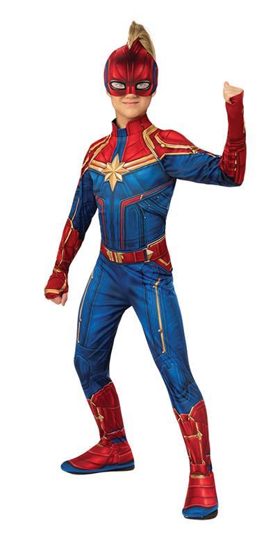 Marvel: Costume Captain Marvel Classic (Tuta Intera Con Copriscarpe, Cintura Stampata E Accessorio Testa In Tessuto Tg. S) - 2