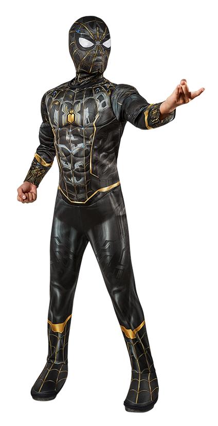 Rubie's Costume ufficiale Marvel Spider-Man No Way Home Deluxe per bambini, vestito da supereroe per bambini, Nero e oro., S