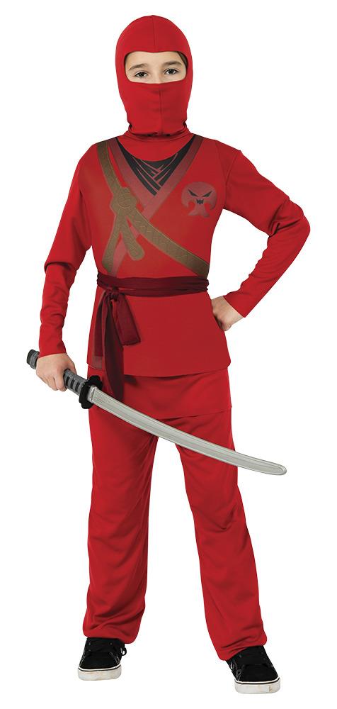 Rubies: Ninjas - Costume Skull Ninja Rosso (Pantaloni, Camicia Con Cappuccio E Cintura Tg. L)