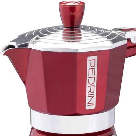 Caffettiera Infinity 1 Tazza Lega di Alluminio Macchinetta Caffe Pedrini Rosso - 2