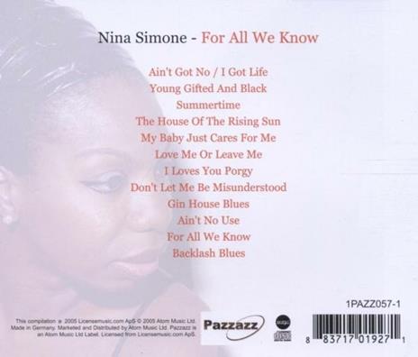 For All We Know - CD Audio di Nina Simone - 2