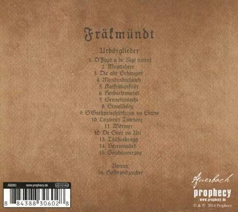Urbärglieder (Digipack) - CD Audio di Fräkmündt - 2