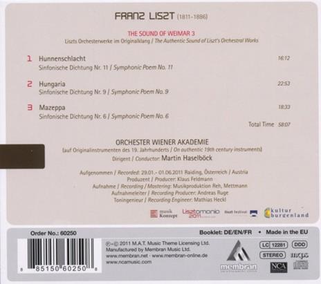 The Sound of Weimar vol.3 - CD Audio di Franz Liszt,Martin Haselböck - 2