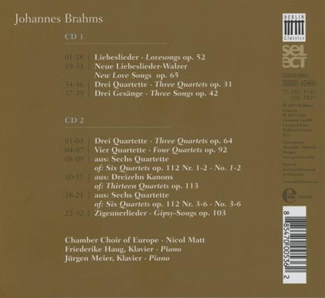Liebeslieder-Walzer - Quartetti - CD Audio di Johannes Brahms - 2