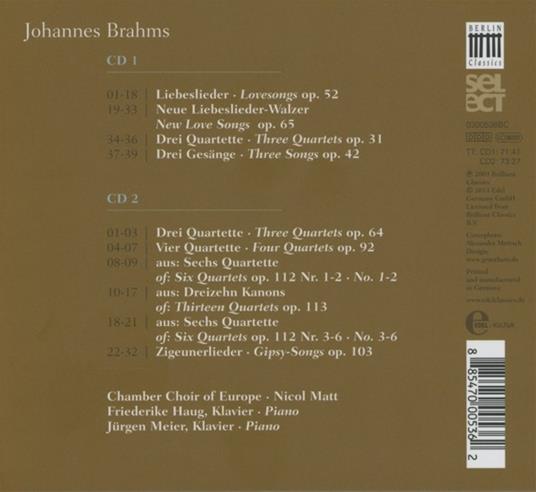 Liebeslieder-Walzer - Quartetti - CD Audio di Johannes Brahms - 2