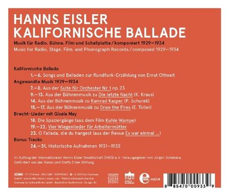 Kalifornische Ballade - CD Audio di Hanns Eisler - 2