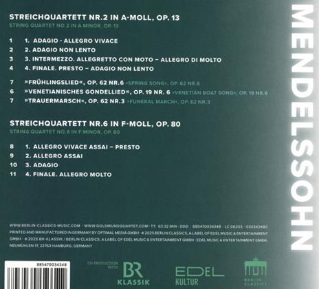 Mendelssohn - CD Audio di Felix Mendelssohn-Bartholdy,Goldmund Quartet - 2