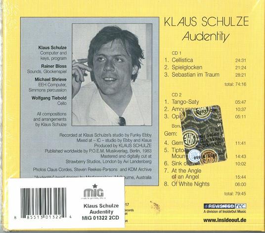 Audentity - CD Audio di Klaus Schulze - 2