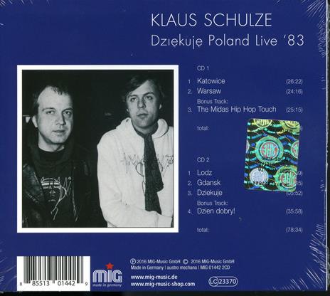 Dziekuje Poland Live 1983 - CD Audio di Klaus Schulze - 2
