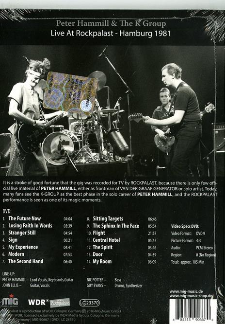 Peter Hammill. Live At Rockpalast. Hamburg 1981 (DVD) - DVD di Peter Hammill - 2