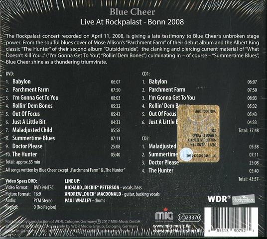 Live at Rockpalast Bonn 2008 - CD Audio + DVD di Blue Cheer - 2