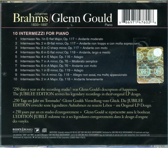 10 Intermezzi - CD Audio di Johannes Brahms,Glenn Gould - 2