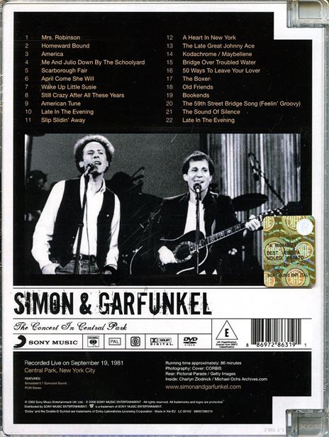 Simon & Garfunkel. The Concert In Central Park (DVD) - DVD di Simon & Garfunkel - 2