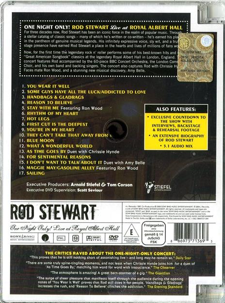 Rod Stewart. One Night Only! Rod Stewart Live at the Royal Albert Hall (DVD) - DVD di Rod Stewart - 2
