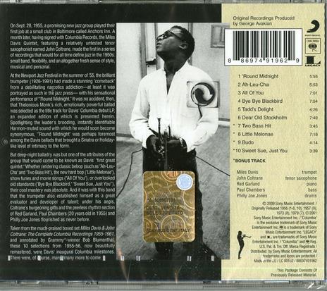 Round About Midnight - CD Audio di Miles Davis - 2