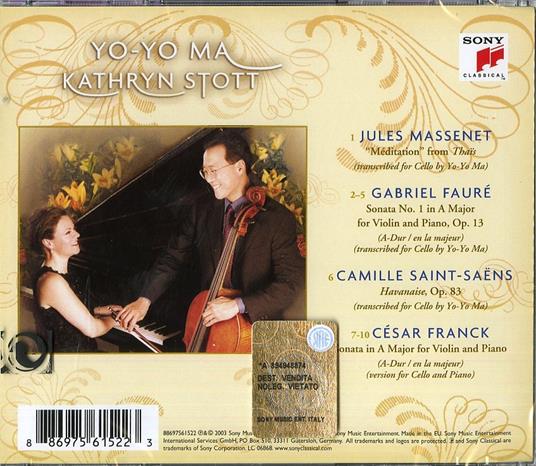 Paris. La belle epoque (Remastered) - CD Audio di Yo-Yo Ma,Kathryn Stott - 2