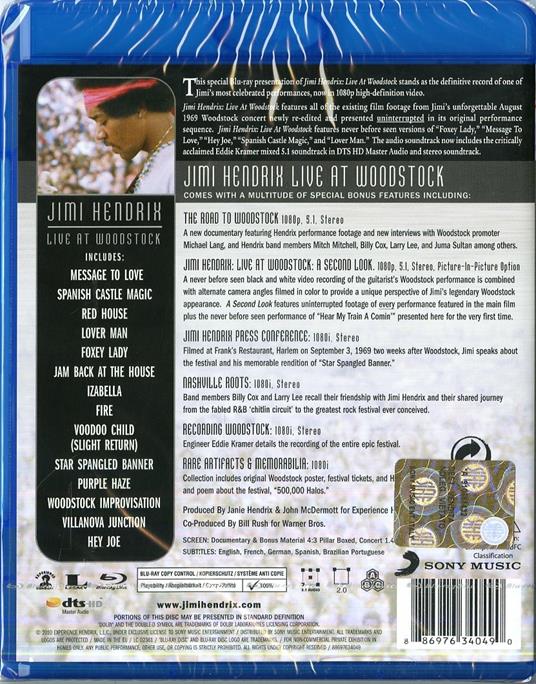 Jimi Hendrix. Live At Woodstock (Blu-ray) - Blu-ray di Jimi Hendrix - 2