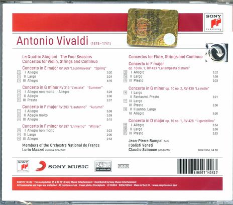 Le quattro stagioni - Il piacere - Il gardellino - La notte - CD Audio di Antonio Vivaldi,Lorin Maazel - 2