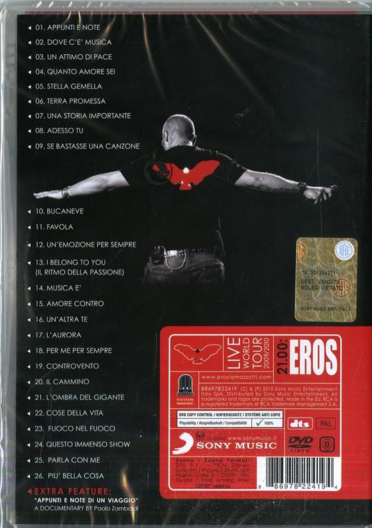 Eros Ramazzotti. 21.00 pm Eros Live World Tour 2009-2010 (DVD) - DVD di Eros Ramazzotti - 2