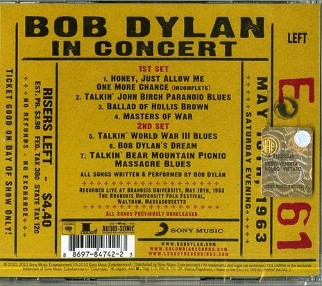 Bob Dylan in Concert. Brandeis University 1963 - CD Audio di Bob Dylan - 2