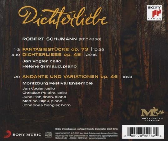 Dichterliebe - CD Audio di Robert Schumann,Hélène Grimaud,Jan Vogler - 2