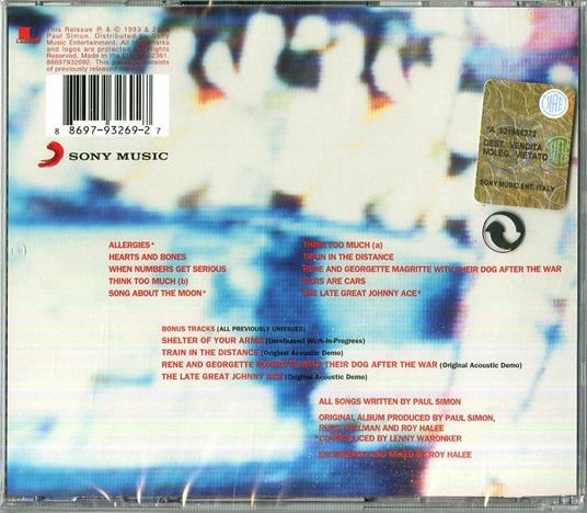Hearts and Bones - CD Audio di Paul Simon - 2