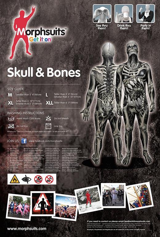 Costume Morphsuits. Monster Skull And Bones Xl - 7