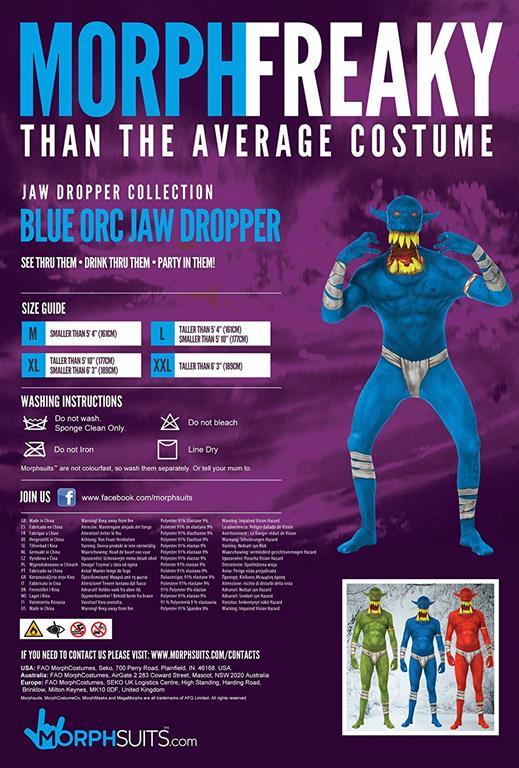 Costume Morphsuits. Monster Orc Blu Jaw Dropper L - 9