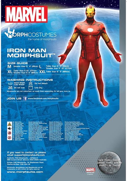 Costume Morphsuits. Marvel Iron Man Value Basic Xl - 6