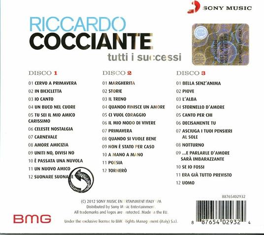 BMG / RCA 1998 RICCARDO COCCIANTE 04009 MUSICASSETTA Riccardo Cocciante 
