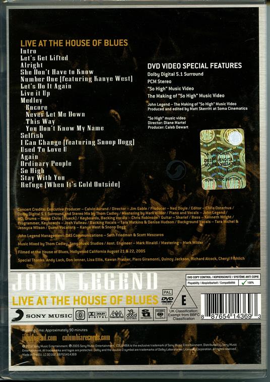John Legend. Live at the House of Blues (DVD) - DVD di John Legend - 2
