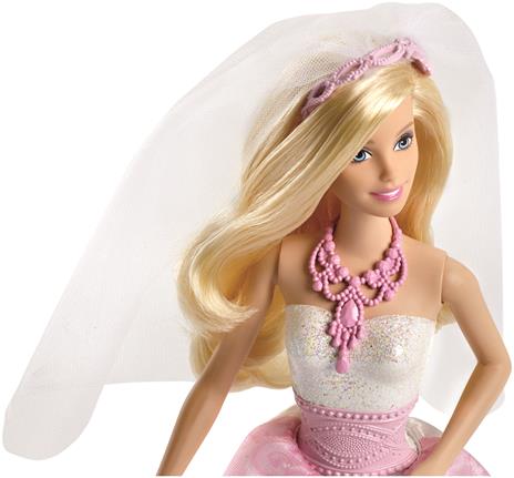 Barbie- Bambola Sposa con abito e accessori tra cui il velo, collier, scarpe e bouquet da tenere in mano - 5