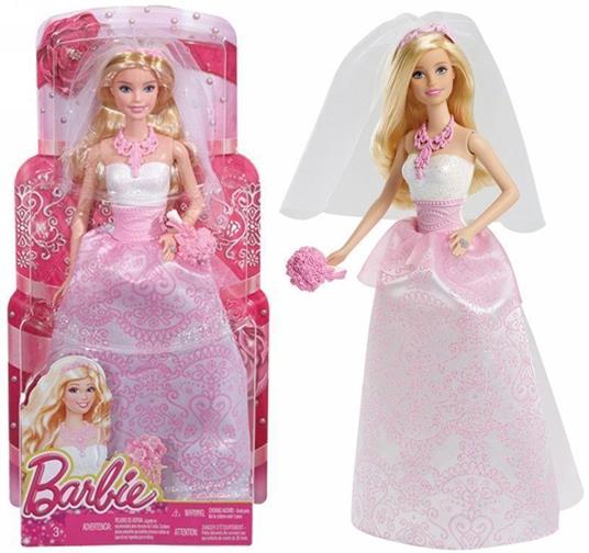 Barbie- Bambola Sposa con abito e accessori tra cui il velo, collier, scarpe e bouquet da tenere in mano - 4