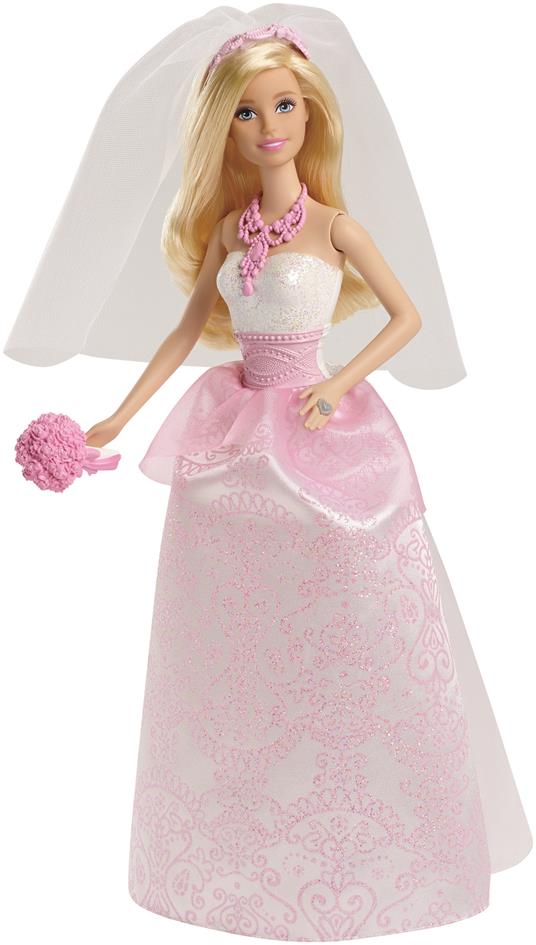 Barbie- Bambola Sposa con abito e accessori tra cui il velo, collier, scarpe e bouquet da tenere in mano - 16