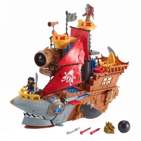 Imaginext - Galeone dei pirati, Nave a forma di squalo per bambini da 3 anni in su