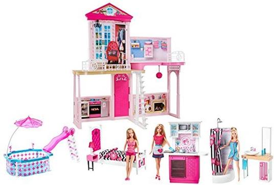 Barbie – Set Completo casa e Piscina Set Regalo Inclusi 3 Bambole e 3 Set di mobili - 2