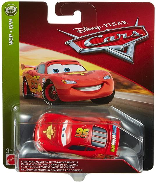 Cars 3 Lightning McQueen con Ruote da Corsa Macchina Giocattolo in Scala  1:55 FLM20 - Mattel - Cartoons - Giocattoli