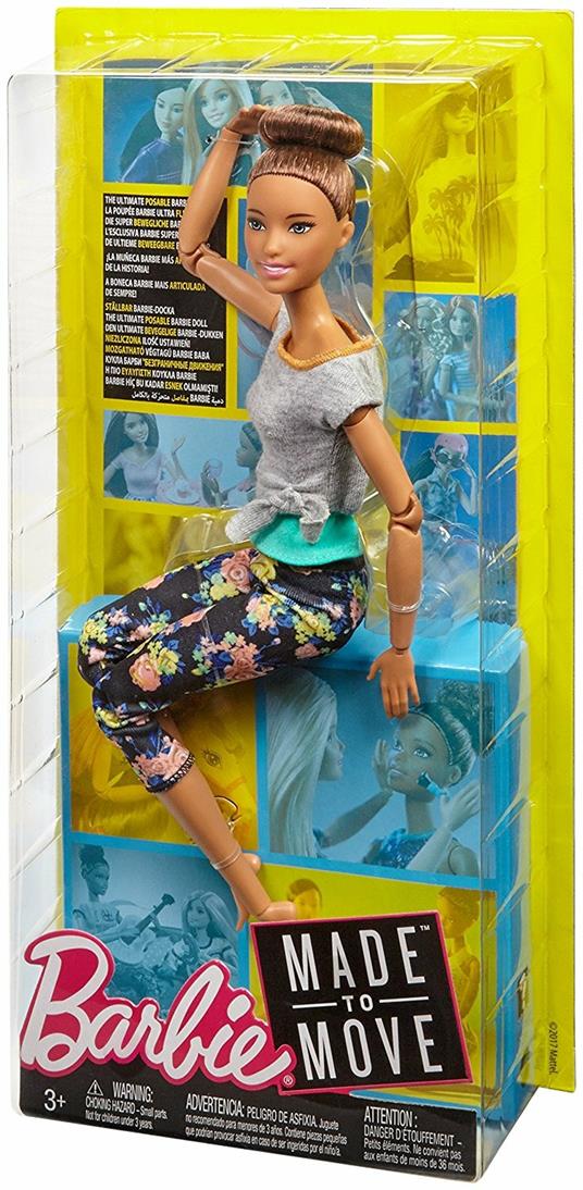 Barbie. Bambola con 22 Punti Snodabili con Chignon e Abiti da Yoga. Multicolore - 12